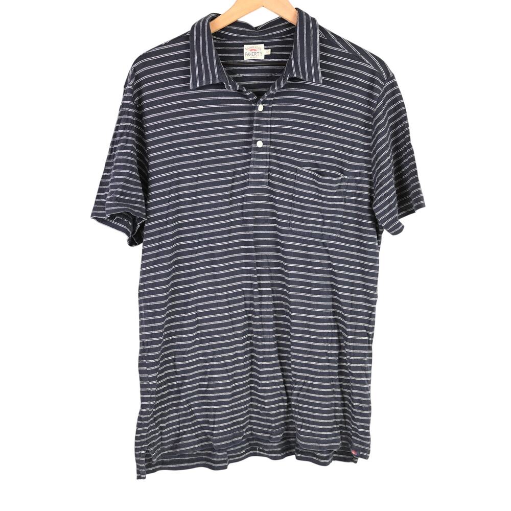 Faherty Striped Cotton Polo, large
